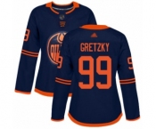 Women's Edmonton Oilers #99 Wayne Gretzky Authentic Navy Blue Alternate Hockey Jersey