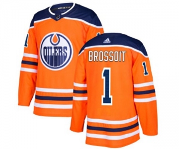 Youth Adidas Edmonton Oilers #1 Laurent Brossoit Authentic Orange Home NHL Jersey