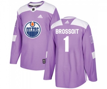 Youth Adidas Edmonton Oilers #1 Laurent Brossoit Authentic Purple Fights Cancer Practice NHL Jersey