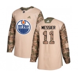 Youth Adidas Edmonton Oilers #11 Mark Messier Authentic Camo Veterans Day Practice NHL Jersey