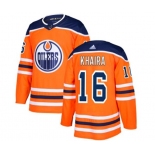 Youth Adidas Edmonton Oilers #16 Jujhar Khaira Authentic Orange Home NHL Jersey