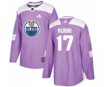 Youth Adidas Edmonton Oilers #17 Jari Kurri Authentic Purple Fights Cancer Practice NHL Jersey