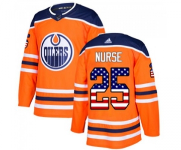 Youth Adidas Edmonton Oilers #25 Darnell Nurse Authentic Orange USA Flag Fashion NHL Jersey