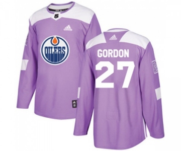 Youth Adidas Edmonton Oilers #27 Boyd Gordon Authentic Purple Fights Cancer Practice NHL Jersey