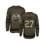 Youth Adidas Edmonton Oilers #27 Milan Lucic Green Salute to Service Stitched NHL Jersey