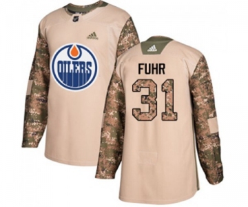 Youth Adidas Edmonton Oilers #31 Grant Fuhr Authentic Camo Veterans Day Practice NHL Jersey