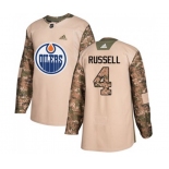 Youth Adidas Edmonton Oilers #4 Kris Russell Authentic Camo Veterans Day Practice NHL Jersey