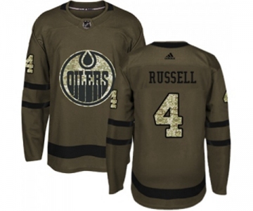 Youth Adidas Edmonton Oilers #4 Kris Russell Authentic Green Salute to Service NHL Jersey