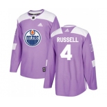 Youth Adidas Edmonton Oilers #4 Kris Russell Authentic Purple Fights Cancer Practice NHL Jersey