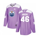 Youth Adidas Edmonton Oilers #46 Pontus Aberg Authentic Purple Fights Cancer Practice NHL Jersey