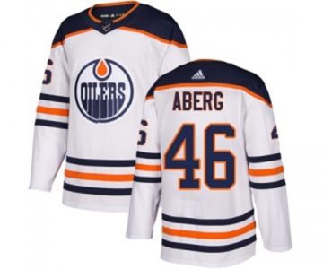 Youth Adidas Edmonton Oilers #46 Pontus Aberg Authentic White Away NHL Jersey