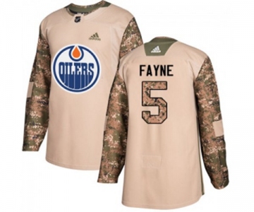 Youth Adidas Edmonton Oilers #5 Mark Fayne Authentic Camo Veterans Day Practice NHL Jersey