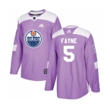 Youth Adidas Edmonton Oilers #5 Mark Fayne Authentic Purple Fights Cancer Practice NHL Jersey