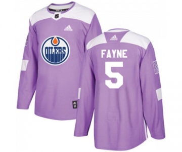 Youth Adidas Edmonton Oilers #5 Mark Fayne Authentic Purple Fights Cancer Practice NHL Jersey