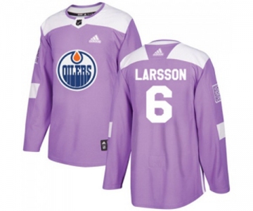 Youth Adidas Edmonton Oilers #6 Adam Larsson Authentic Purple Fights Cancer Practice NHL Jersey