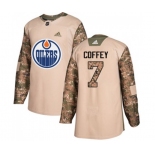 Youth Adidas Edmonton Oilers #7 Paul Coffey Authentic Camo Veterans Day Practice NHL Jersey