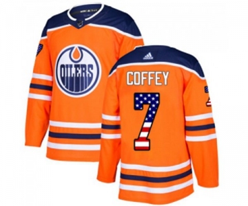 Youth Adidas Edmonton Oilers #7 Paul Coffey Authentic Orange USA Flag Fashion NHL Jersey