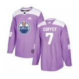 Youth Adidas Edmonton Oilers #7 Paul Coffey Authentic Purple Fights Cancer Practice NHL Jersey