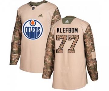 Youth Adidas Edmonton Oilers #77 Oscar Klefbom Authentic Camo Veterans Day Practice NHL Jersey