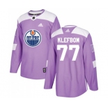 Youth Adidas Edmonton Oilers #77 Oscar Klefbom Authentic Purple Fights Cancer Practice NHL Jersey