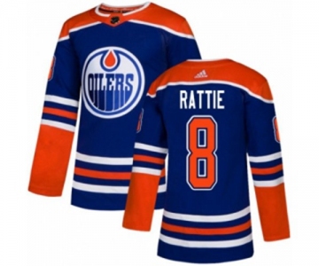 Youth Adidas Edmonton Oilers #8 Ty Rattie Authentic Royal Blue Alternate NHL Jersey