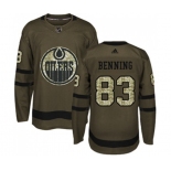 Youth Adidas Edmonton Oilers #83 Matt Benning Authentic Green Salute to Service NHL Jersey