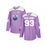 Youth Adidas Edmonton Oilers #93 Ryan Nugent-Hopkins Purple Authentic Fights Cancer Stitched NHL Jersey