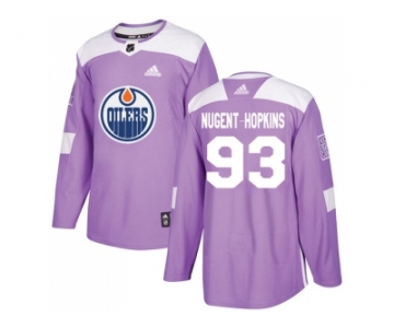 Youth Adidas Edmonton Oilers #93 Ryan Nugent-Hopkins Purple Authentic Fights Cancer Stitched NHL Jersey