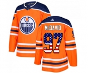 Youth Adidas Edmonton Oilers #97 Connor McDavid Authentic Orange USA Flag Fashion NHL Jersey