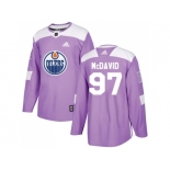 Youth Adidas Edmonton Oilers #97 Connor McDavid Purple Authentic Fights Cancer Stitched NHL Jersey