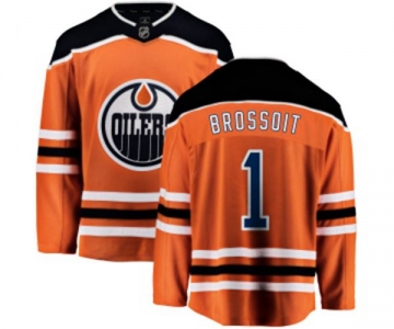 Youth Edmonton Oilers #1 Laurent Brossoit Fanatics Branded Orange Home Breakaway NHL Jersey