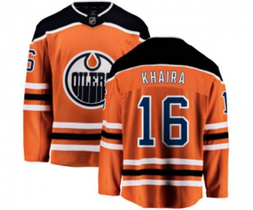 Youth Edmonton Oilers #16 Jujhar Khaira Fanatics Branded Orange Home Breakaway NHL Jersey