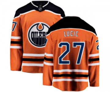 Youth Edmonton Oilers #27 Milan Lucic Fanatics Branded Orange Home Breakaway NHL Jersey