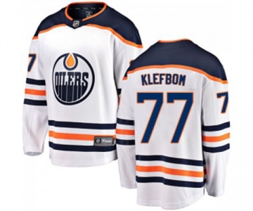 Youth Edmonton Oilers #77 Oscar Klefbom Fanatics Branded White Away Breakaway NHL Jersey