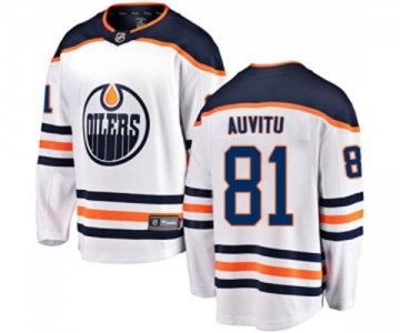 Youth Edmonton Oilers #81 Yohann Auvitu Fanatics Branded White Away Breakaway NHL Jersey