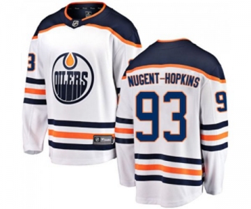 Youth Edmonton Oilers #93 Ryan Nugent-Hopkins Fanatics Branded White Away Breakaway NHL Jersey