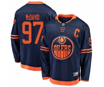 Youth Edmonton Oilers #97 Connor McDavid Authentic Navy Blue Alternate Fanatics Branded Breakaway Hockey Jersey