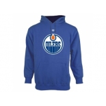 Edmonton Oilers Old Time Hockey Royal Blue Big Logo with Crest Pullover Hoodie