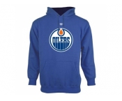 Edmonton Oilers Old Time Hockey Royal Blue Big Logo with Crest Pullover Hoodie