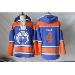 Men's Edmonton Oilers #4 Taylor Hall Cream Sawyer Hooded Sweatshirt Stitched NHL Jersey