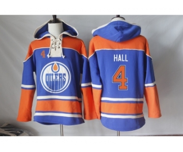 Men's Edmonton Oilers #4 Taylor Hall Cream Sawyer Hooded Sweatshirt Stitched NHL Jersey