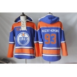 Men's Edmonton Oilers #93 Nugent-Hopkins Orange Sawyer Hooded Sweatshirt Stitched NHL Jersey