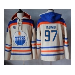 Men's Edmonton Oilers #97 Connor McDavid Cream Sawyer Hooded Sweatshirt Stitched NHL Jersey