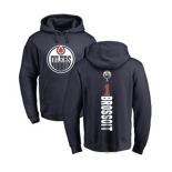 NHL Adidas Edmonton Oilers #1 Laurent Brossoit Navy Blue Backer Pullover Hoodie