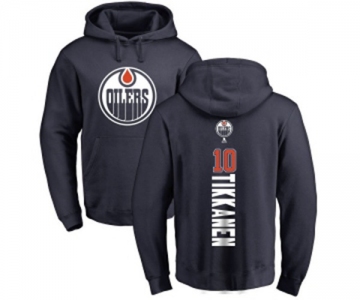 NHL Adidas Edmonton Oilers #10 Esa Tikkanen Navy Blue Backer Pullover Hoodie