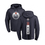 NHL Adidas Edmonton Oilers #11 Mark Messier Navy Blue Backer Pullover Hoodie