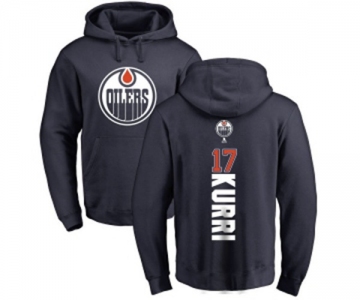 NHL Adidas Edmonton Oilers #17 Jari Kurri Navy Blue Backer Pullover Hoodie