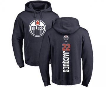 NHL Adidas Edmonton Oilers #22 Jean-Francois Jacques Navy Blue Backer Pullover Hoodie