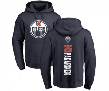 NHL Adidas Edmonton Oilers #26 Iiro Pakarinen Navy Blue Backer Pullover Hoodie