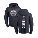 NHL Adidas Edmonton Oilers #27 Milan Lucic Navy Blue Backer Pullover Hoodie